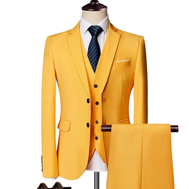 Pánsky oblek F376 žltá XS