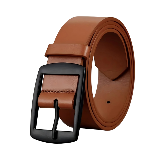 Pánský opasek z PU kůže s černou kovovou přezkou Šířka 3 cm Elegantní pásek do kalhot Moderní doplněk pro muže Nastavitelný obvod světle hnědá 117 cm