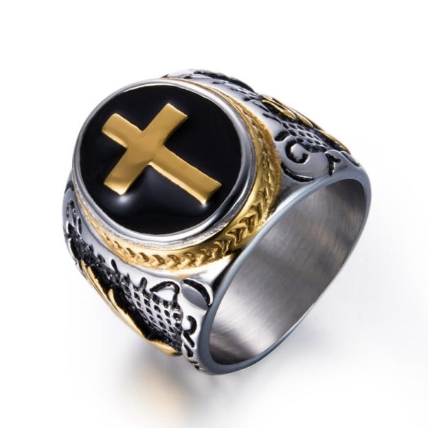 Pánský prsten Kříž J1559 zlatá 15