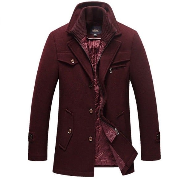 Pánský stylový bundokabát J2695 vínová L