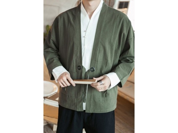 Pánský stylový cardigan J2696 zelená XXS