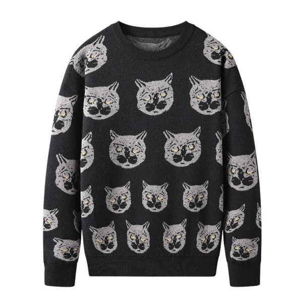 Pánsky sveter mačky čierna S