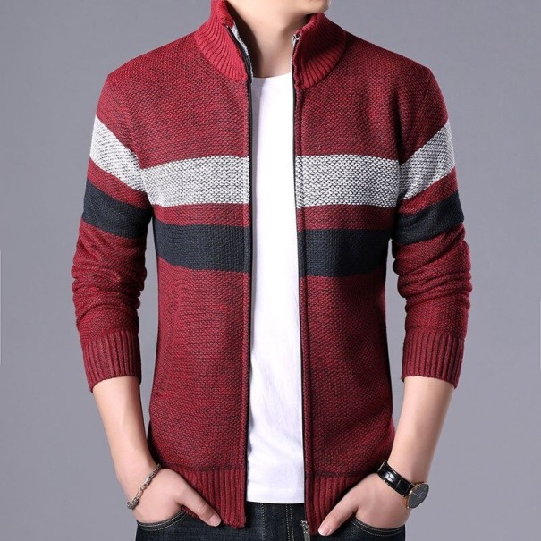 Pánsky sveter na zips A1861 červená L