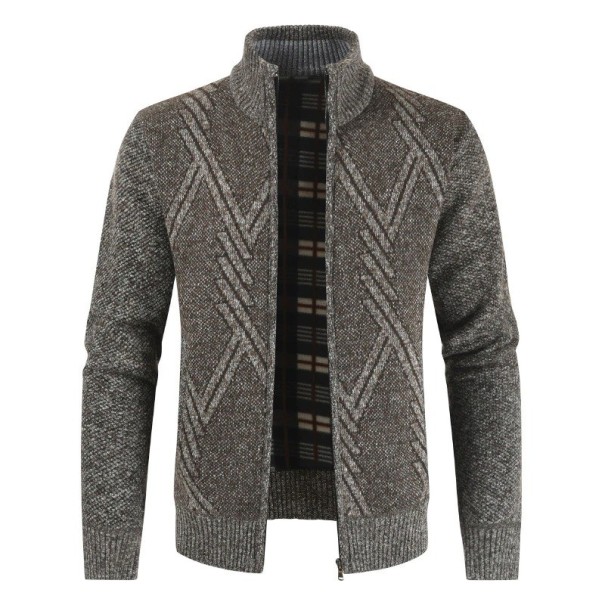 Pánsky sveter na zips F208 hnedá XL