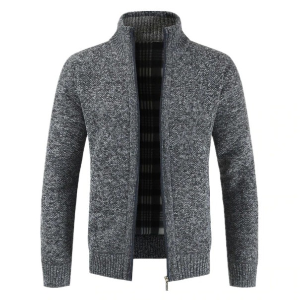 Pánsky sveter na zips tmavo sivá M