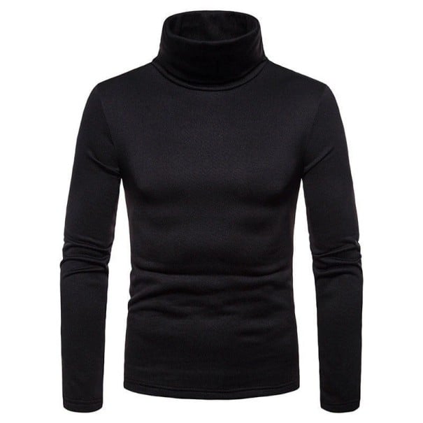 Pánsky sveter s dlhým rukávom a rolákem Slim fit Jednofarebný pletený sveter Elegantné módne oblečenie Jesenný zimný sveter Polyester čierna XL