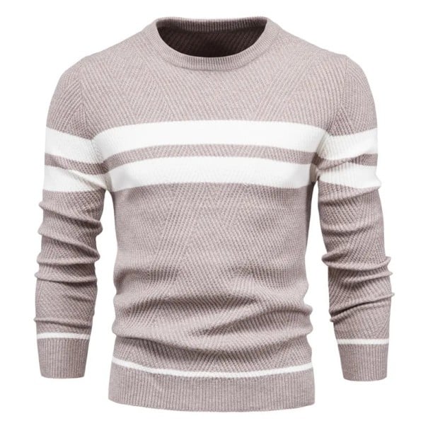 Pánsky sveter s dlhým rukávom a rolákem Slim pletený sveter s výstrihom do V Jednofarebný s 3 bielymi pruhmi Teplý Polyester Bavlna Rôzne farby béžová XL