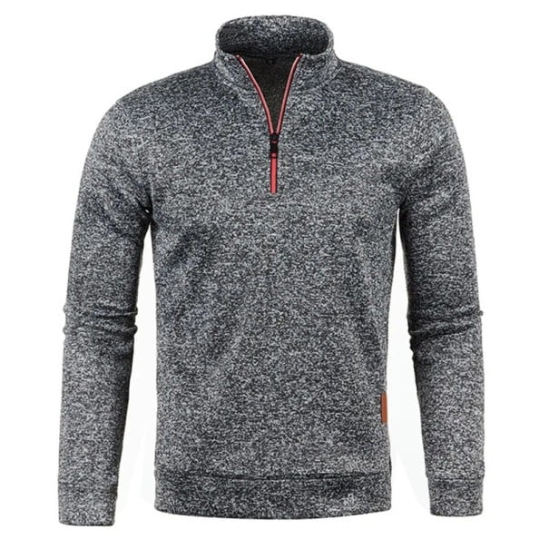 Pánsky sveter s dlhým rukávom a rolákovým límcom Polovičný zips Jednobarevný polyesterový sveter Elegantný a pohodlný moderný sveter viac farieb tmavo sivá S