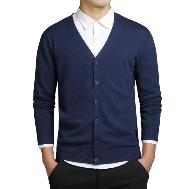 Pánsky sveter s gombíkmi tmavo modrá M