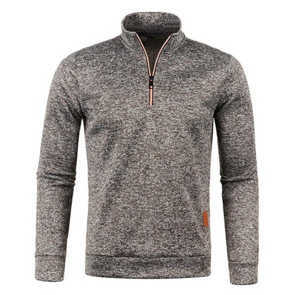 Pánský svetr s dlouhým rukávem a rolákem Poloviční zip Jednobarevný polyesterový svetr Elegantní a pohodlný moderní svetr více barev hnědá XS