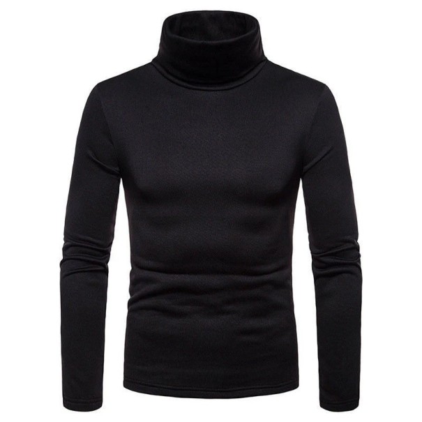 Pánský svetr s dlouhým rukávem a rolákem Slim fit Jednobarevný pletený svetr Elegantní módní oblečení Podzimní zimní svetr Polyester černá M