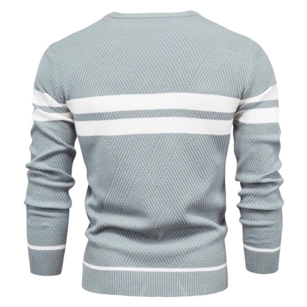 Pánský svetr s dlouhým rukávem a rolákem Slim pletený svetr s výstřihem do V Jednobarevný s 3 bílými pruhy Teplý Polyester Bavlna Různé barvy světle modrá XXL