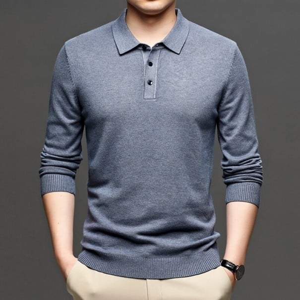 Pánský svetr s límcem F244 modrá M