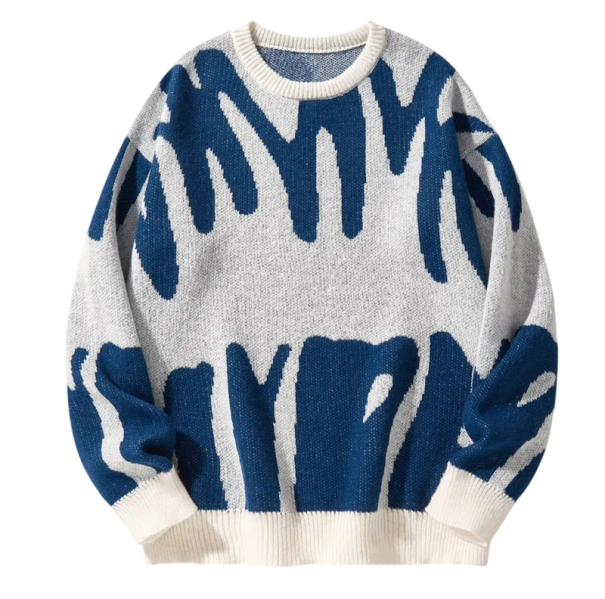 Pánský svetr s nepravidelným vzorem Ležérní kulatý výstřih Moderní podzimní zimní pletený svetr Polyester Různé barvy modrá XS