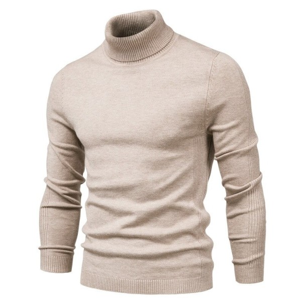 Pánský svetr s rolákem F171 khaki L