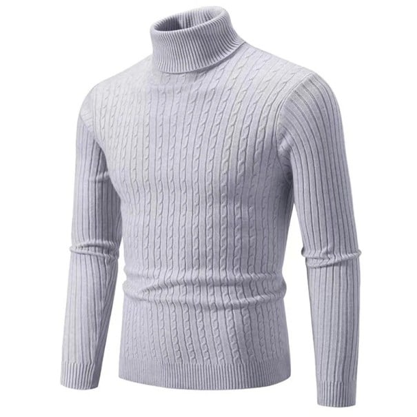 Pánský svetr s rolákem Jednobarevný Elegantní zimní svetr pro muže Stylový pletený rolák Polyesterový materiál Různé barvy světle šedá XXS