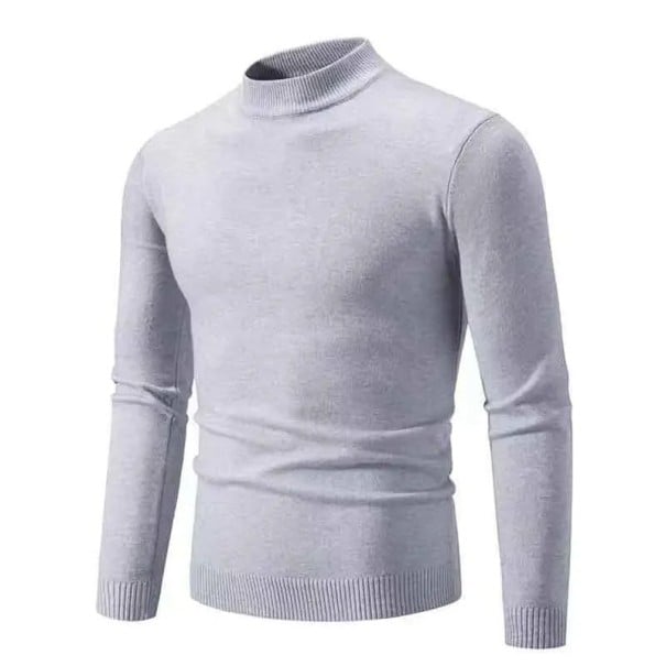 Pánský svetr s rolákem Jednobarevný pletený svetr s výstřihem do O Dlouhý rukáv Elegantní zimní podzimní svetr Polyester Různé barvy světle šedá XXS