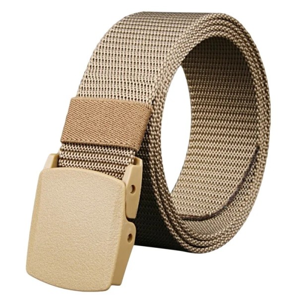 Pánský taktický pásek 120 x 3,8 cm Nastavitelný nylonový opasek s odolnou plastovou přezkou Vojenský pracovní pás pro outdoor a turistiku khaki
