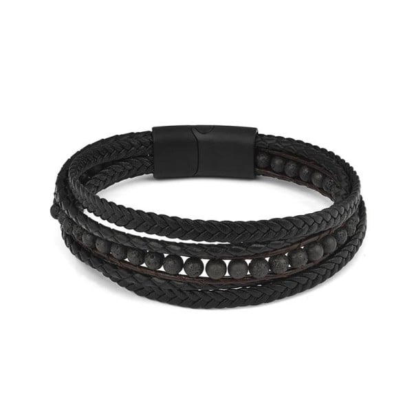 Pánský vícevrstvý náramek H310 černá 18,5 cm