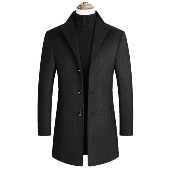 Pánsky vlnený kabát čierna M