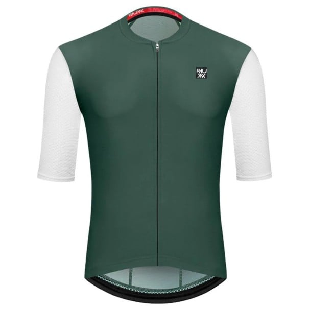 Pánský zelený cyklistický dres s krátkým rukávem na zip pro cyklistiku, sport a aktivity XS