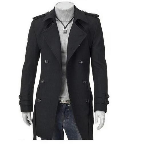 Pánský zimní kabát s páskem J1569 černá S
