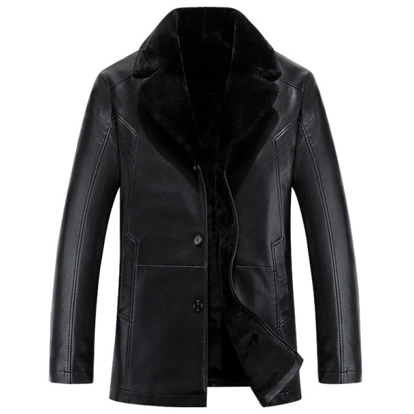 Pánsky zimný kabát s kožúškom F1301 čierna XXL