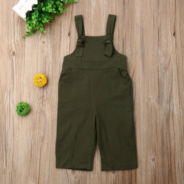 Pantalón con tirantes para niña L1508 verde militar 6