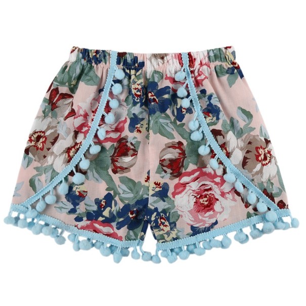 Pantalón corto niña con flecos J1286 azul 2