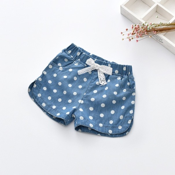 Pantalón corto niña lunares - Azul 4