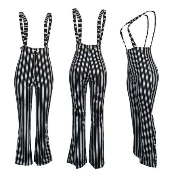Pantalón de mujer de rayas con tirantes M