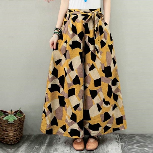 Pantalón holgado de mujer con estampado A369 amarillo M