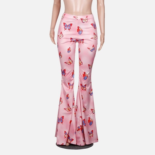 Pantalón rosa de mujer con mariposas S