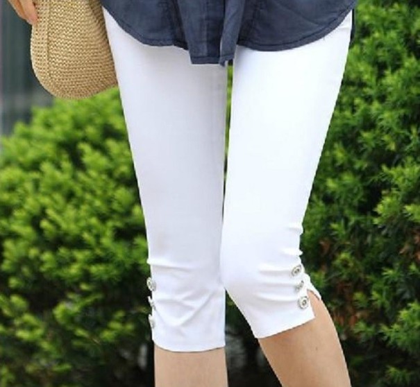 Pantalones capri de mujer J1694 blanco S