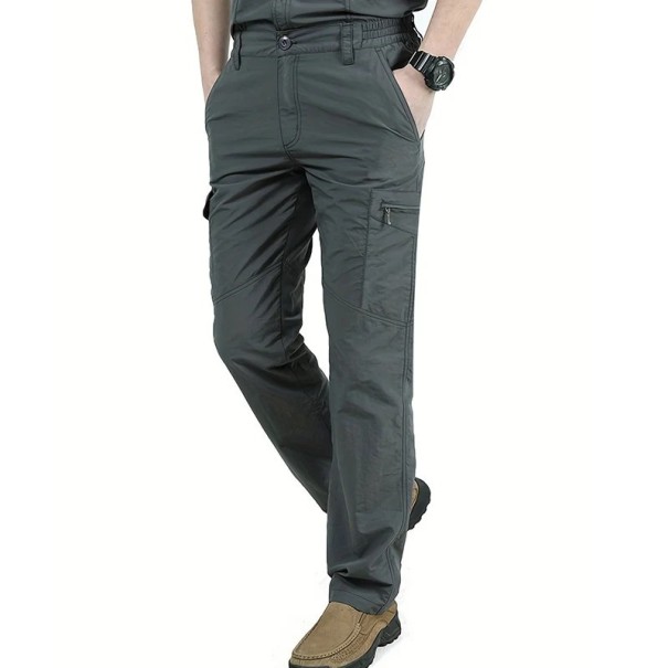 Pantalones cargo transpirables para exteriores para hombre, pantalones de senderismo finos, pantalones deportivos ligeros de secado rápido para senderismo y viajes. gris XS