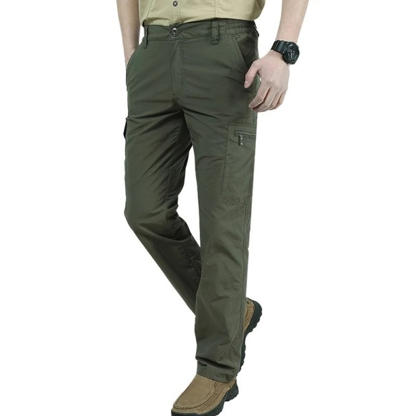 Pantalones cargo transpirables para exteriores para hombre, pantalones de senderismo finos, pantalones deportivos ligeros de secado rápido para senderismo y viajes. verde M