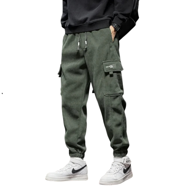 Pantalones casuales elásticos para hombre con cintura elástica Corte recto Bolsillos laterales Con cordón Pantalones de ocio cómodos verde XL