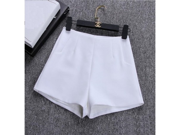Pantalones cortos de cintura alta para mujer J1731 blanco M