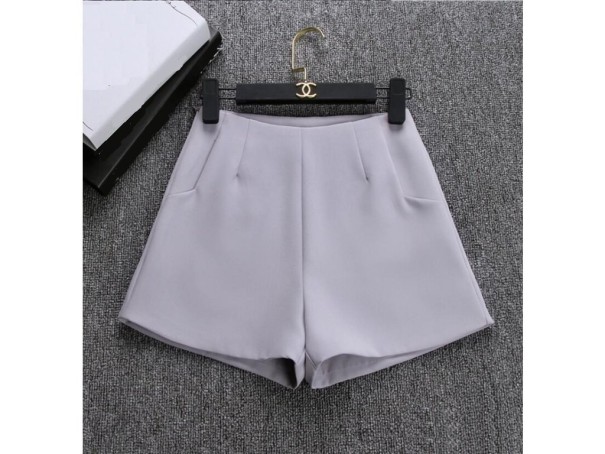 Pantalones cortos de cintura alta para mujer J1731 gris M