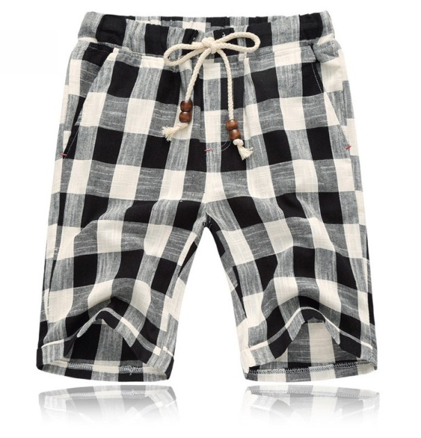 Pantalones cortos de cuadros para hombre A2484 negro S