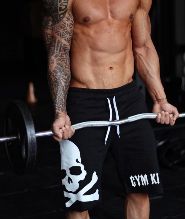 Pantalones cortos de hombre con calavera negro S