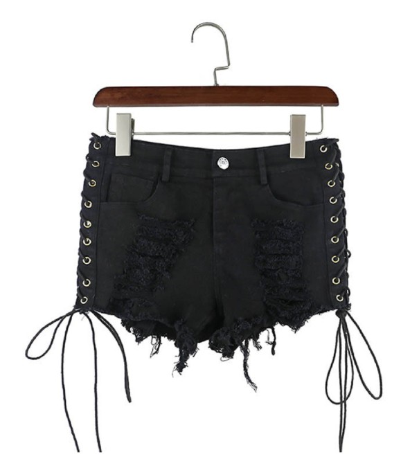 Pantalones cortos de mezclilla negros para mujer L