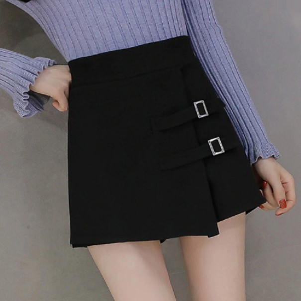 Pantalones cortos de mujer con hebillas negro XL