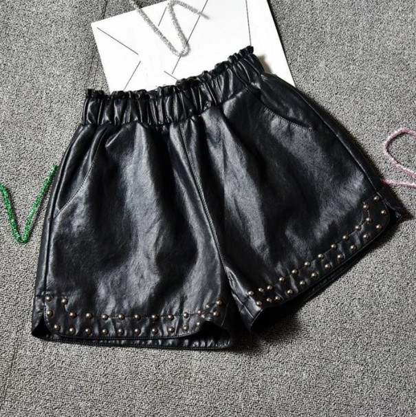 Pantalones cortos de piel sintética para mujer S