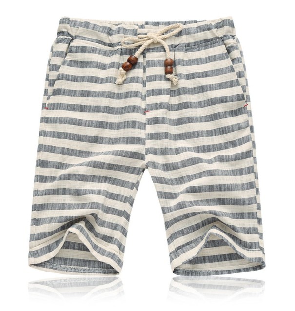 Pantalones cortos de rayas para hombre gris L