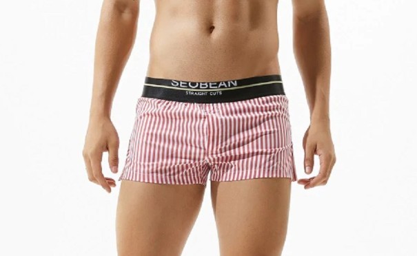 Pantalones cortos de rayas para hombre rojo XS