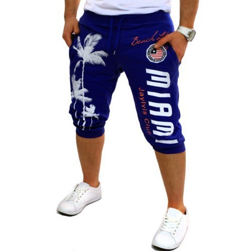 Pantalones cortos de verano con estampado - Azul L