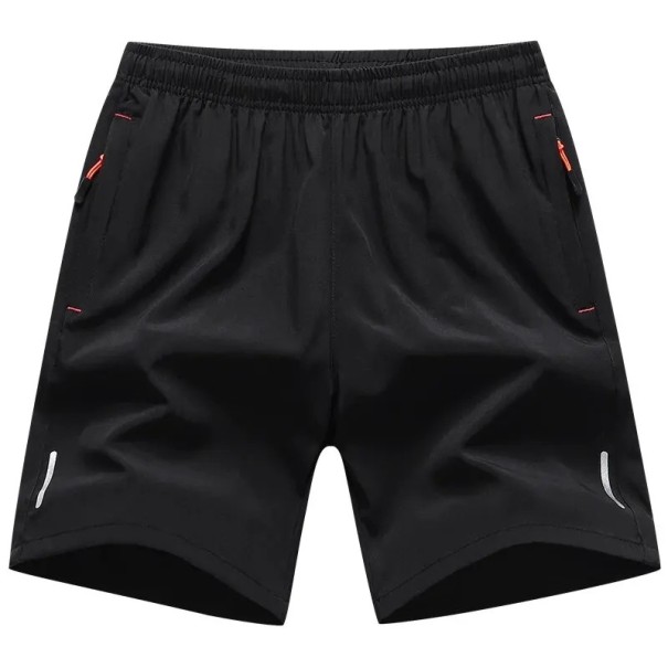 Pantalones cortos deportivos para hombre con cinturilla elástica Pantalones cortos de entrenamiento transpirables con bolsillos con cremallera Elementos reflectantes Pantalones cortos para correr cómodos negro L