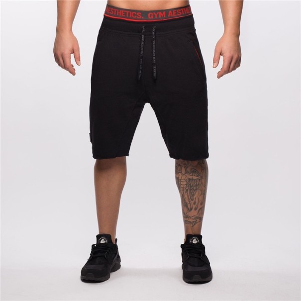 Pantalones cortos elegantes para hombre A879 negro-rojo L