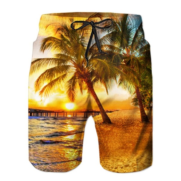 Pantalones cortos hawaianos para hombre amarillo M
